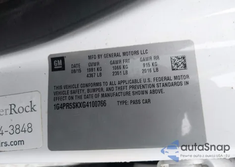 2016 Buick Verano Convenience Group z USA, uszkodzony, nr VIN 1G4PR5SKXG4100766